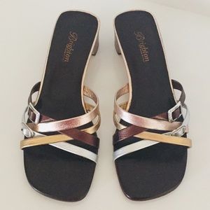 Vintage Brighton Nappa Leather Metallic Sandals